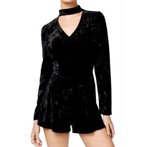 BeBop Black Crushed Velvet Choker Romper Women's S